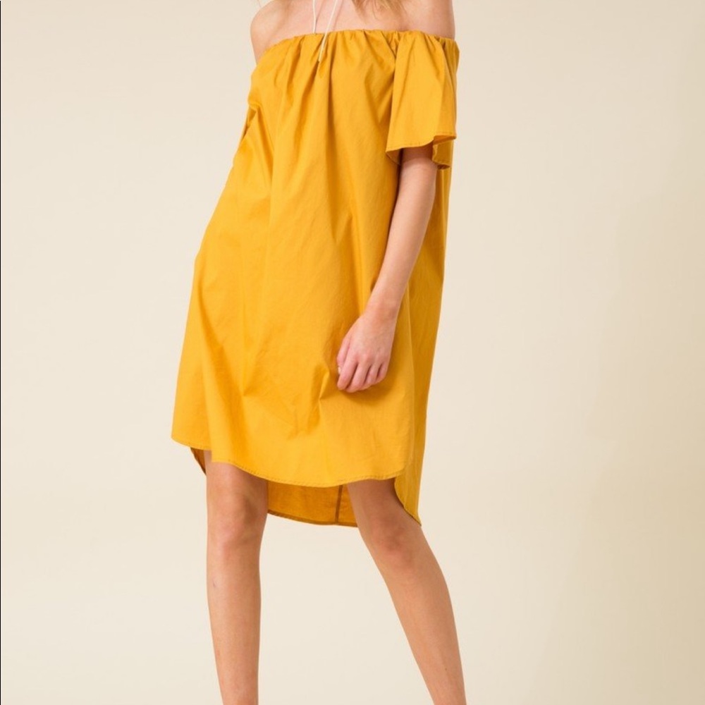 Off the shoulder high low dress